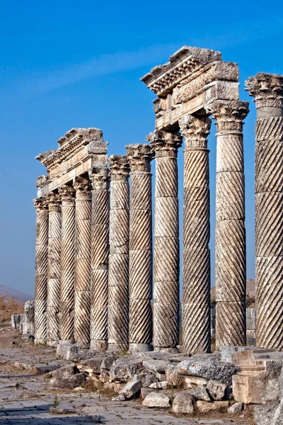Apamea doppelt gedrehte Säulen syrien — Stockfoto