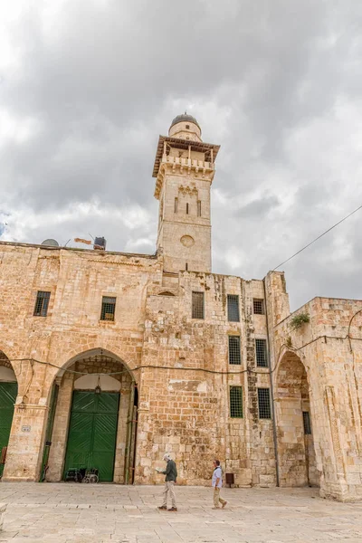 Mezquita Bab el Ghawanimeh Minarete Jerusalén —  Fotos de Stock