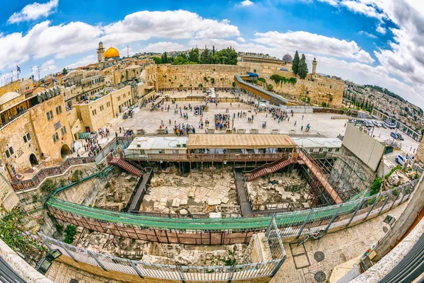 Rybie oko widok Ściana płaczu, Jerozolima — Zdjęcie stockowe