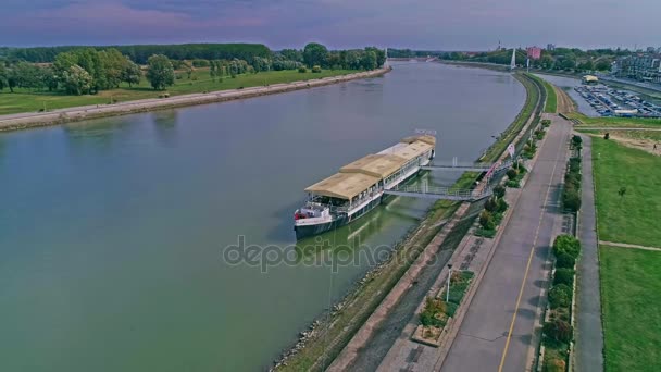Річки Драва Osijek повітряні — стокове відео