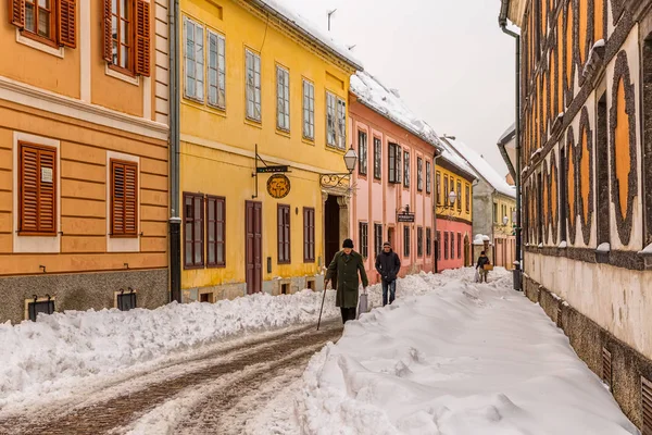 Varazdin vieille ville heure d'hiver — Photo