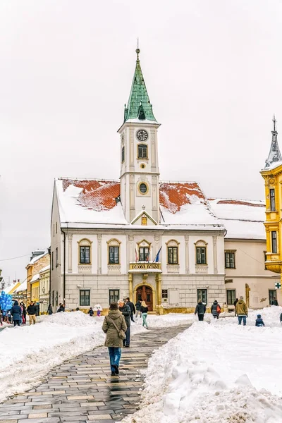 Varazdin piazza principale tempo invernale — Foto Stock