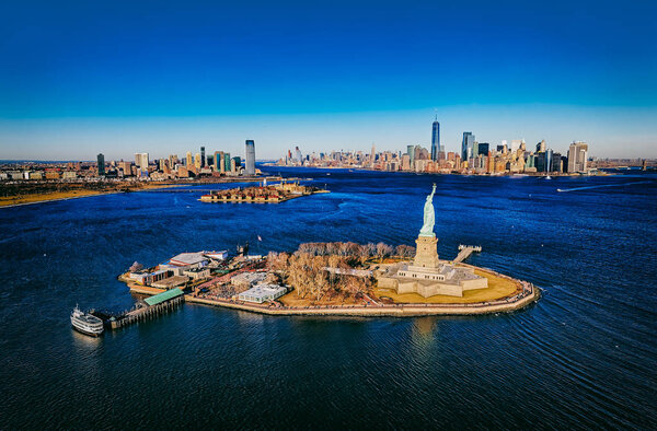 New York Statue of Liberty aerial