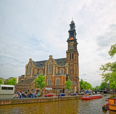 Amsterdam Westerkerk Prinsengracht Caddesi 'ndeki eski kilise