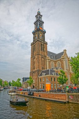 Amsterdam Westerkerk Prinsengracht Caddesi 'ndeki eski kilise