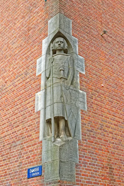 Amsterdam wall statue of the Bistro Berlage in city center — Stock Photo, Image