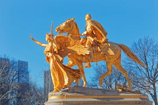 Nueva York Central Park Sherman Memorial escultura — Foto de Stock
