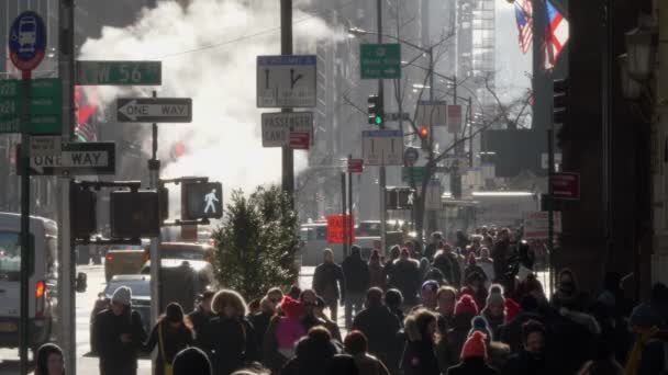 New York Manhattan Cinquième Avenue heure d'hiver — Video