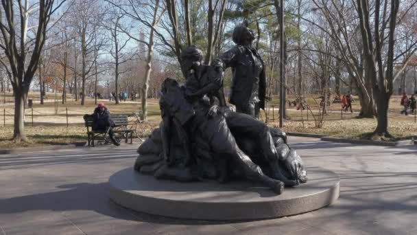 Estátua de bronze do Memorial das Mulheres do Vietnã em Washington DC — Vídeo de Stock