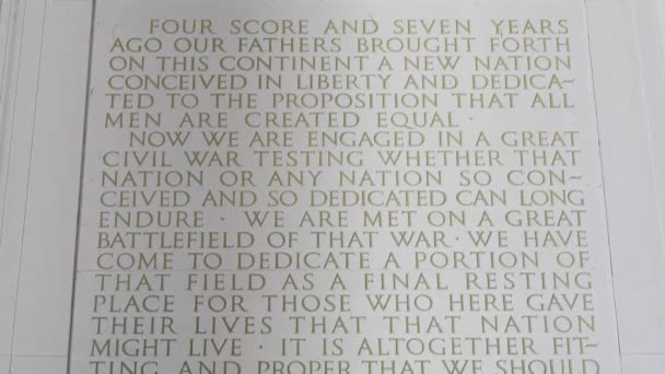 Lincoln Memorial parede inscrição em Washington DC EUA — Vídeo de Stock