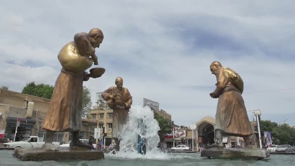 Patung air mancur Yazd — Stok Video