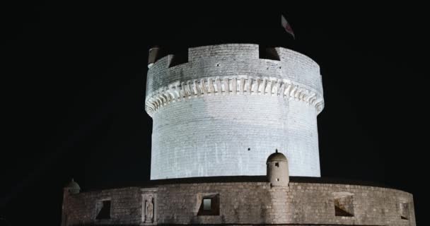 Fortaleza Minceta no topo das muralhas da cidade de Dubrovnik — Vídeo de Stock