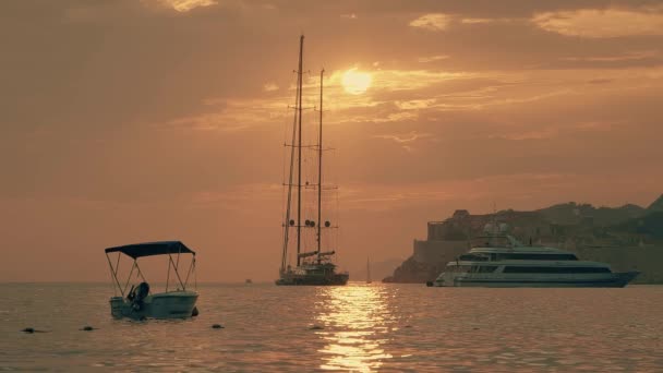 Coucher de soleil à Dubrovnik panorama — Video
