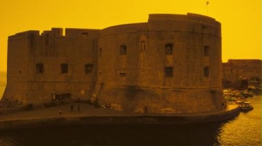 Dubrovnik eski kasaba limanı Panorama insansız hava aracı