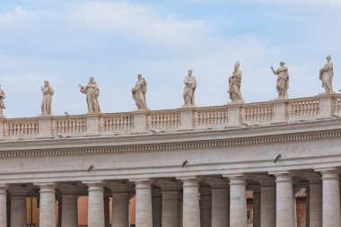 Vatikan 'daki Aziz Peters Meydanı' nda Aziz Heykelleri