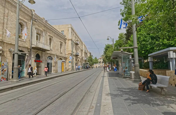 Rue Jaffa à l'extrémité ouest de la vieille ville de Jérusalem — Photo