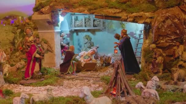 Сцена Різдва Христового в церкві Санта Марія в Трасконтіні. — стокове відео