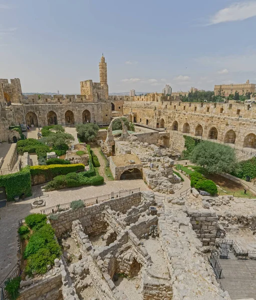 Vista vertical del patio de la Torre de David en Jerusalén —  Fotos de Stock