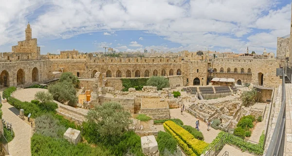 エルサレムのダビデの塔西壁のパノラマビュー — ストック写真