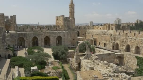 Vista panorámica de la Torre de David en Jerusalén — Vídeos de Stock