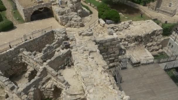 Vista del patio de la Torre de David en Jerusalén — Vídeo de stock