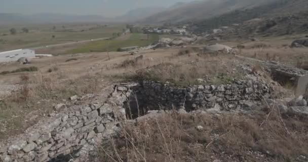 Concrete military bunker ruins built in communist era Albania — Stock Video