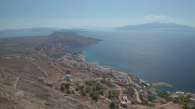 Lekuresi Kalesi Arnavutluk 'taki Sarande tarihi harabeleri ve panoraması
