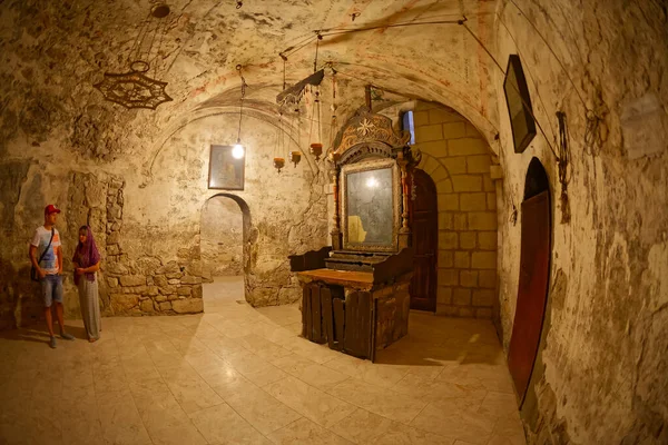 Grób Józefa w kościele Bożego Grobu w Jerozolimie, obiektyw z rybiego oka — Zdjęcie stockowe