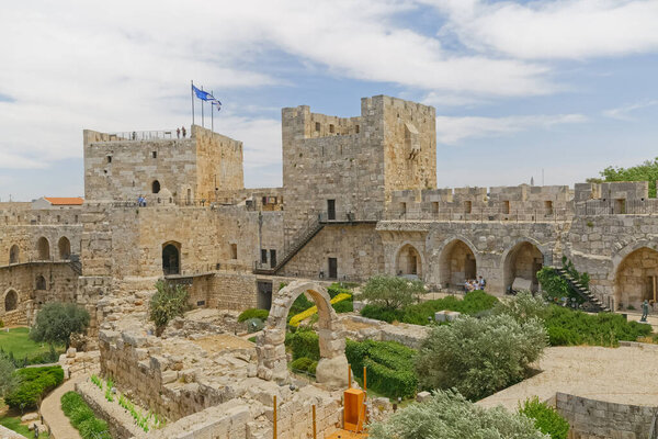 View of the Tower of David courtyard in Jerusalem