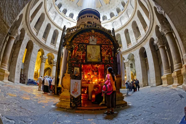 Eglise Saint-Sépulcre à Jérusalem fisheye lentille prise — Photo