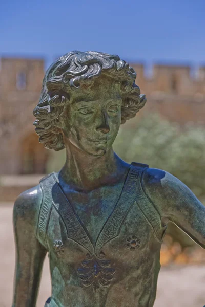 Bronze copy of Verrocchios David at the Tower of David in Jerusalem — Stock Photo, Image