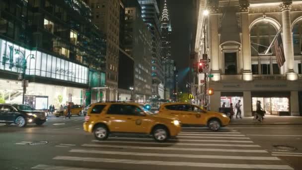 Fifth Avenue and Chrysler Building building by night — Stock Video