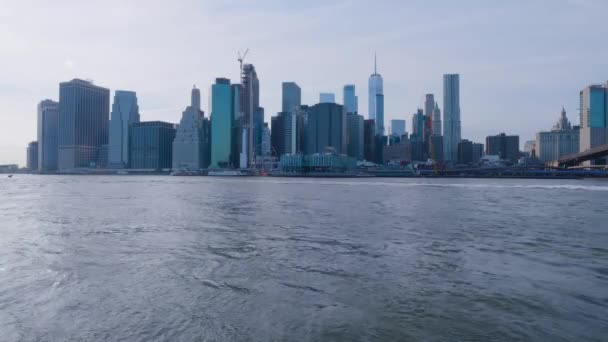 New York Manhattan panoramisch zonsondergang uitzicht — Stockvideo