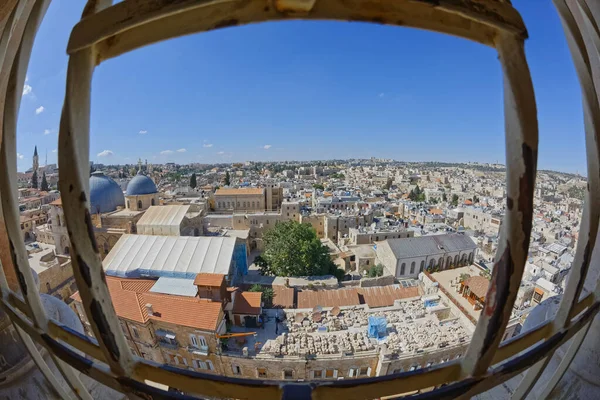 Fisheye lens opname van het panoramische uitzicht op de oude stad van Jeruzalem — Stockfoto