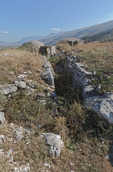 Concrete military bunker ruins built in communist era Albania — Stock Photo, Image
