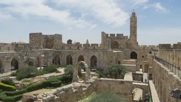 Vista panorâmica da Torre de Davi em Jerusalém — Vídeo de Stock
