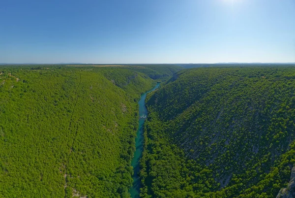 Krka River, aerial view from the middle of the canyon — Stock Photo, Image