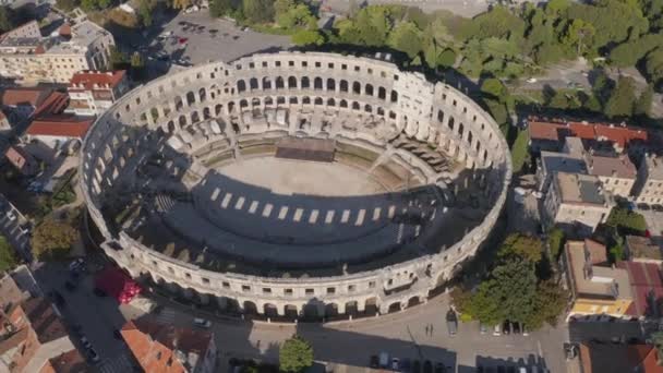 Арена древнеримского амфитеатра в Пуле — стоковое видео