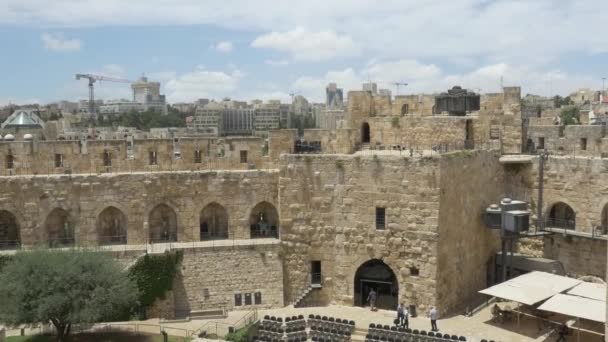 Πανοραμική θέα του Πύργου του Δαβίδ στην Ιερουσαλήμ — Αρχείο Βίντεο