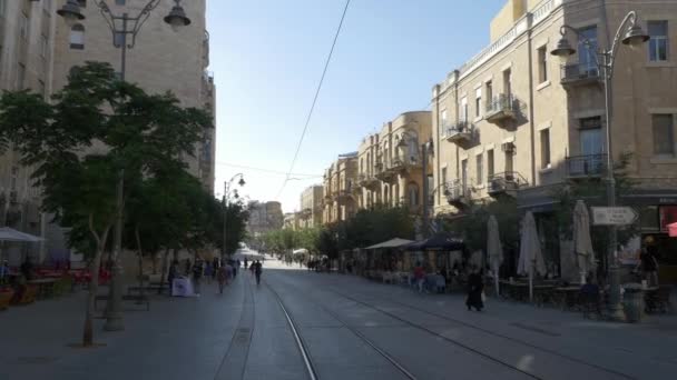 Jaffa straat aan de westelijke rand van de oude stad van Jeruzalem — Stockvideo