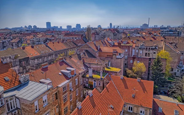 Zagreb centro de la ciudad plano aéreo — Foto de Stock