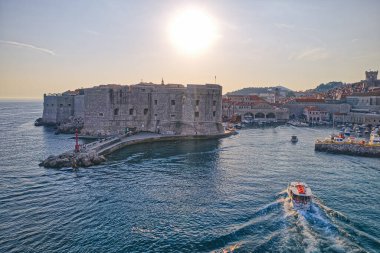 Dubrovnik eski kasaba limanı Panorama insansız hava aracı