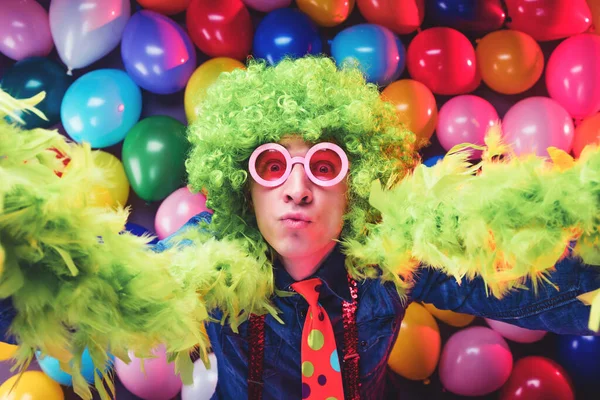 Crazy Young Party Man Having Fun Carnival — 스톡 사진