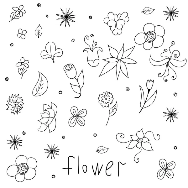 Dibujo manual. Doodle. Conjunto de flores. Para su diseño . — Archivo Imágenes Vectoriales