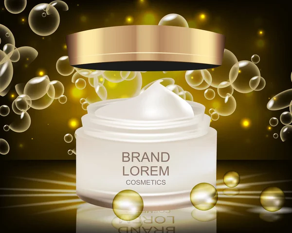 Kozmetik. Ayarlayın. Bokeh arka plan üzerinde beyaz kapsayıcı. Siyah.