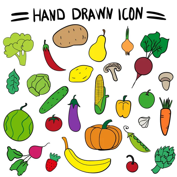 Dibujo manual. Conjunto de verduras. Iconos. Para su diseño . — Archivo Imágenes Vectoriales