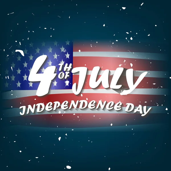4 de julio. Día de la Independencia Americana. Celebración. Fuegos artificiales. Plantilla para postales, folletos. Bandera . — Vector de stock