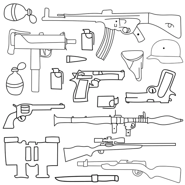 Hand drawing. Doodle. Set of weapons. For your design. Stock Illustration