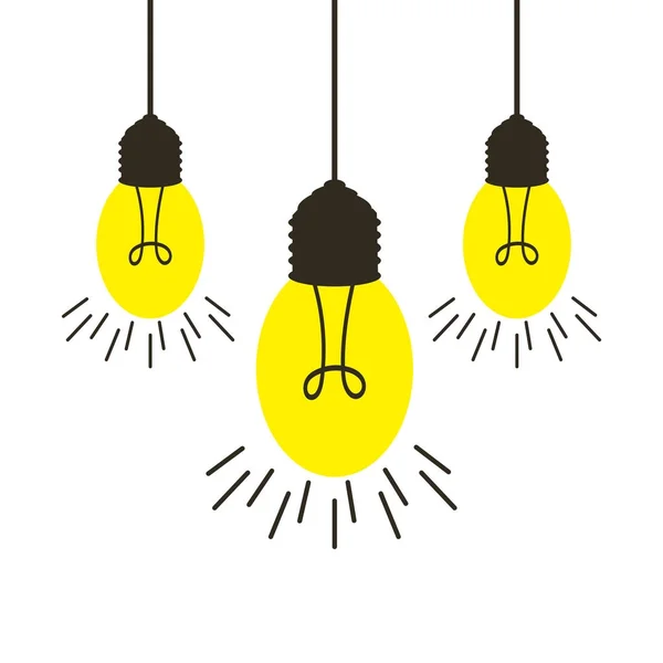 Lampor. Idéer. Glans. Belysning. Att bränna. Gul. Slätten. För din design. — Stock vektor
