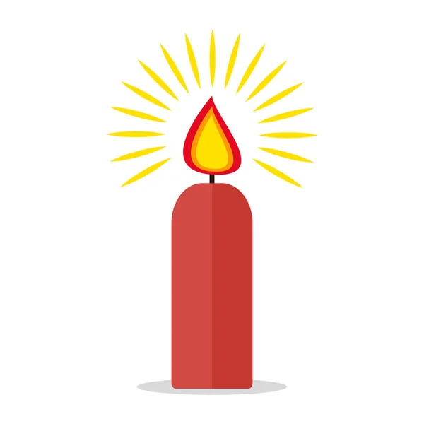 Candle. Simple flat style. Isolated on white background. Fire. — Stock Vector